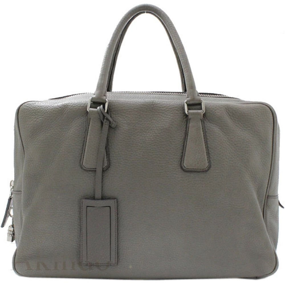 Prada handbag tote bag Boston leather gray